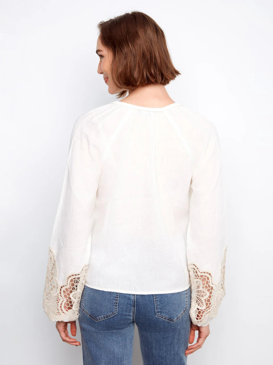 Linen Blend Blouse with Sleeve Inset