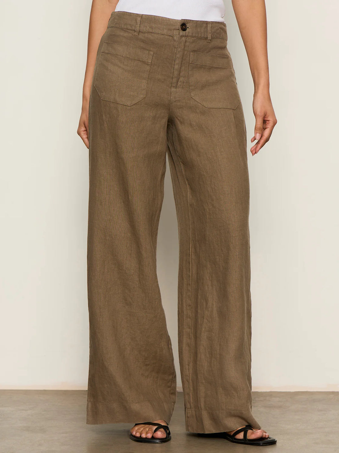 The Linen Marine Wide Leg Pant
