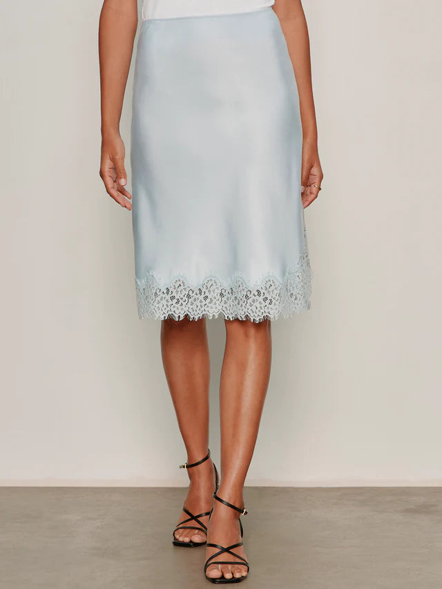 Effortless Lace Slip Skirt Blue Aura