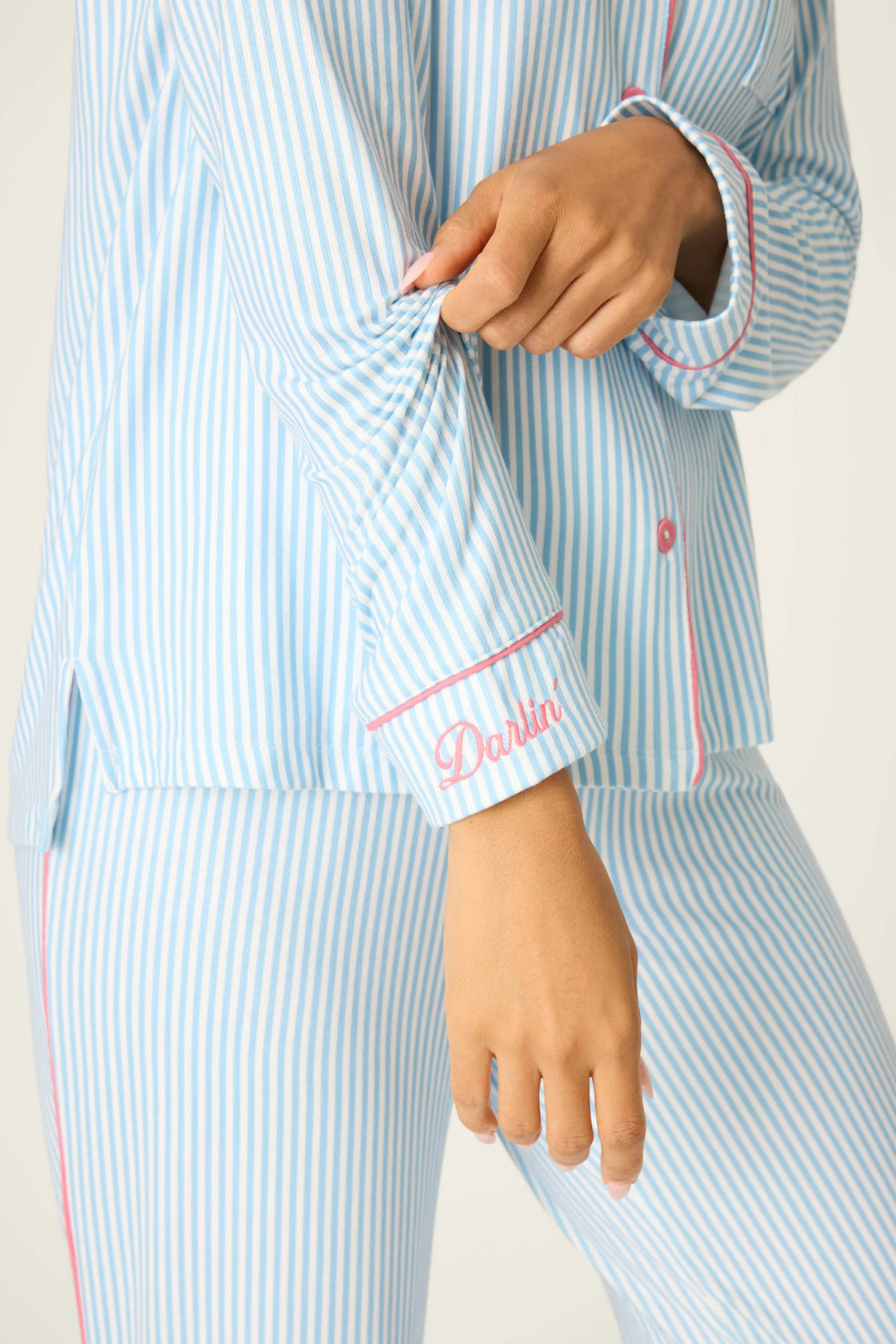 Western Blooms Blue Stripe PJ Set