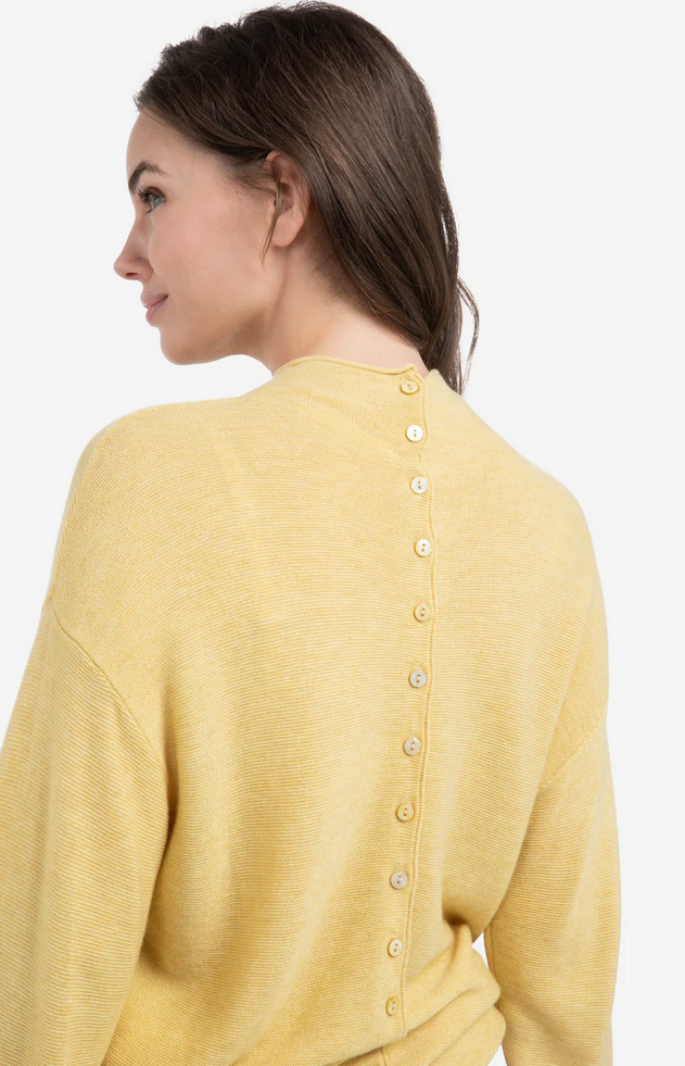 Textured High Neck Button Pullover