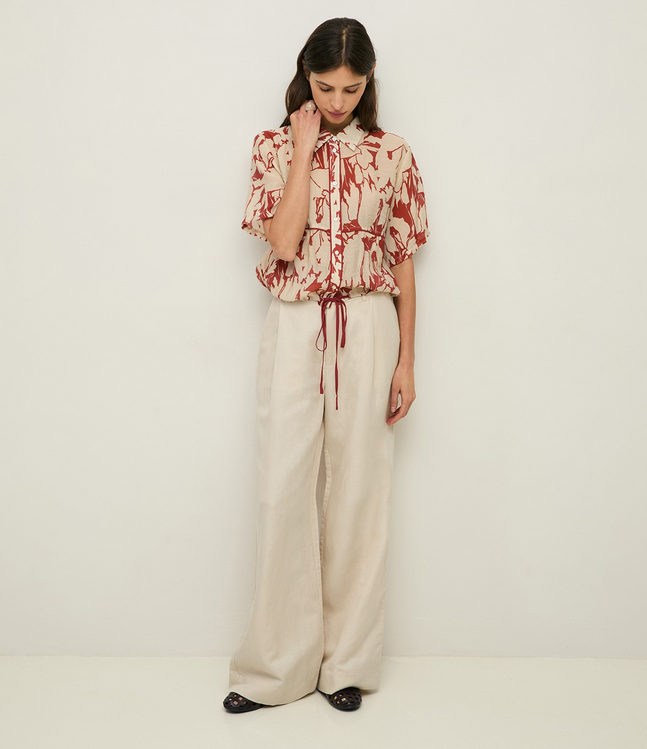 Dark Red Printed Blouse