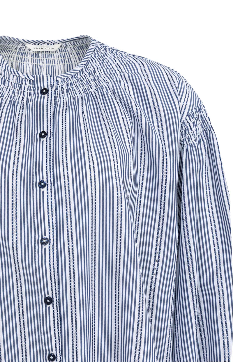 Stripped Blouse with Shirring